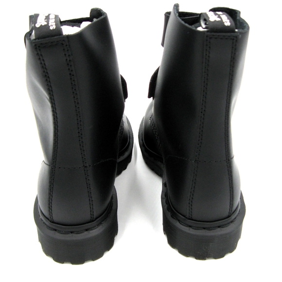 RARE Dr. Martens Coralia Women Black Velcro Combat Moto Boots SZ US7 - Picture 2 of 8